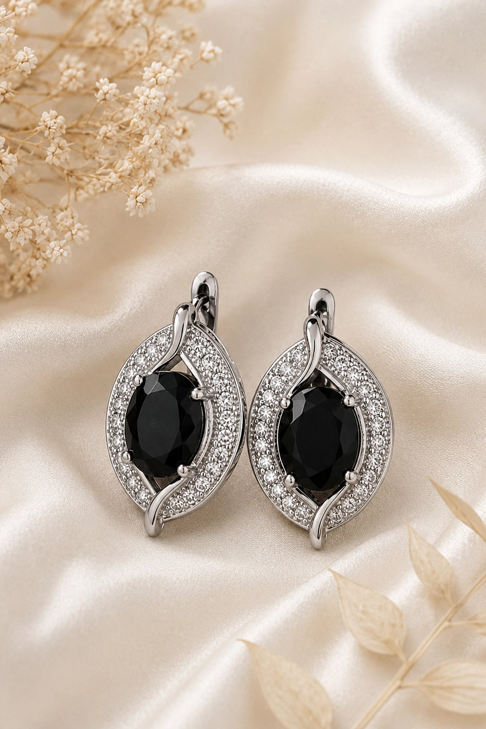 Onyx Leaf Studs