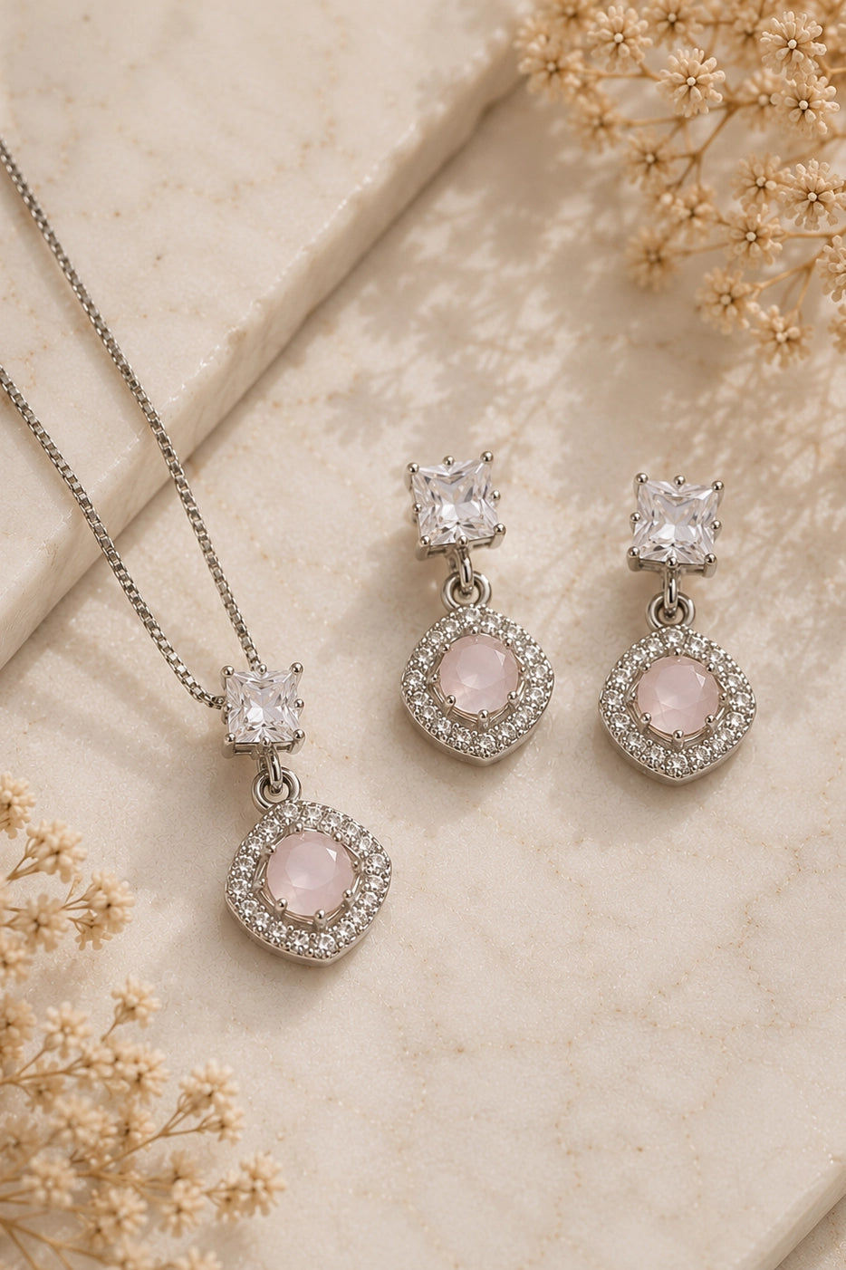 Rosette Halo Pendant Set