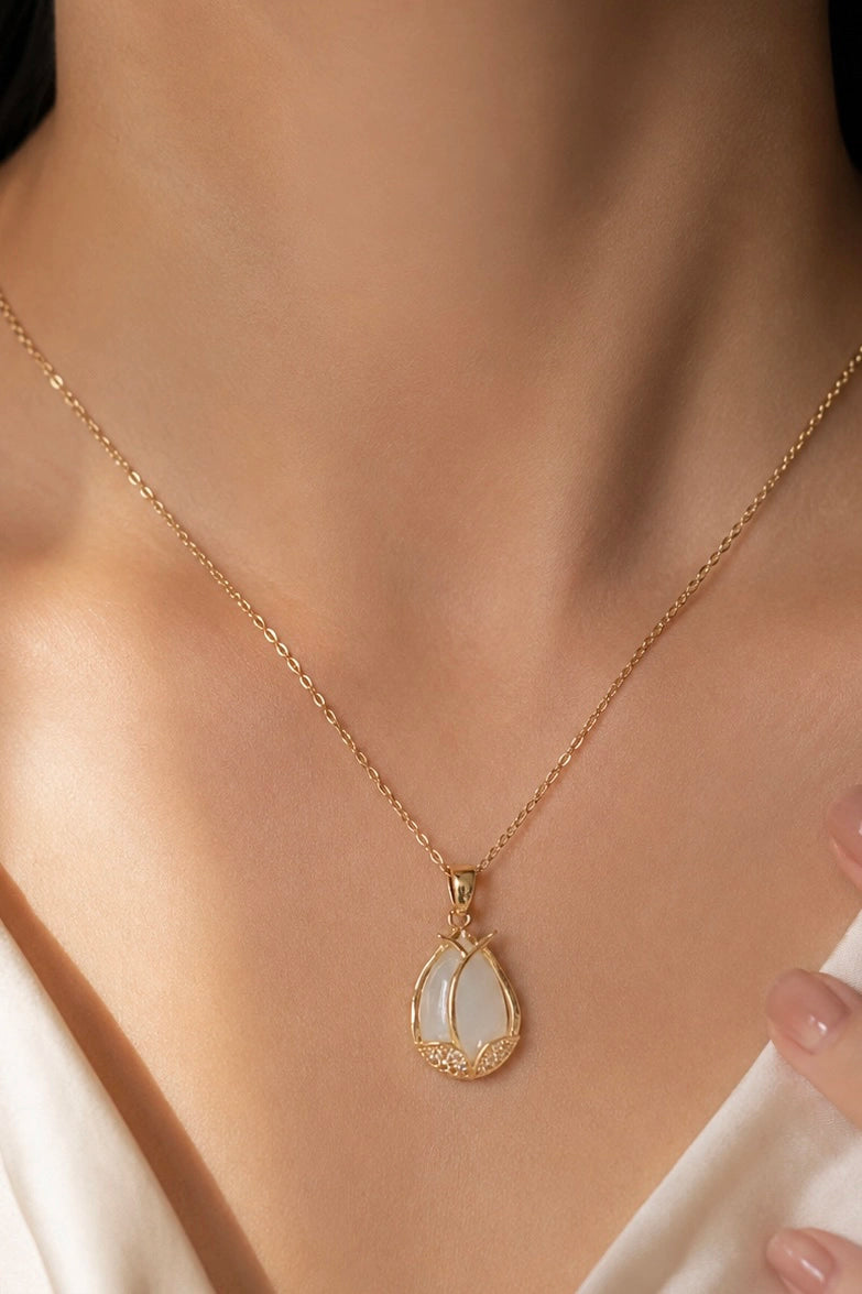Moonstone Pave Teardrop Necklace