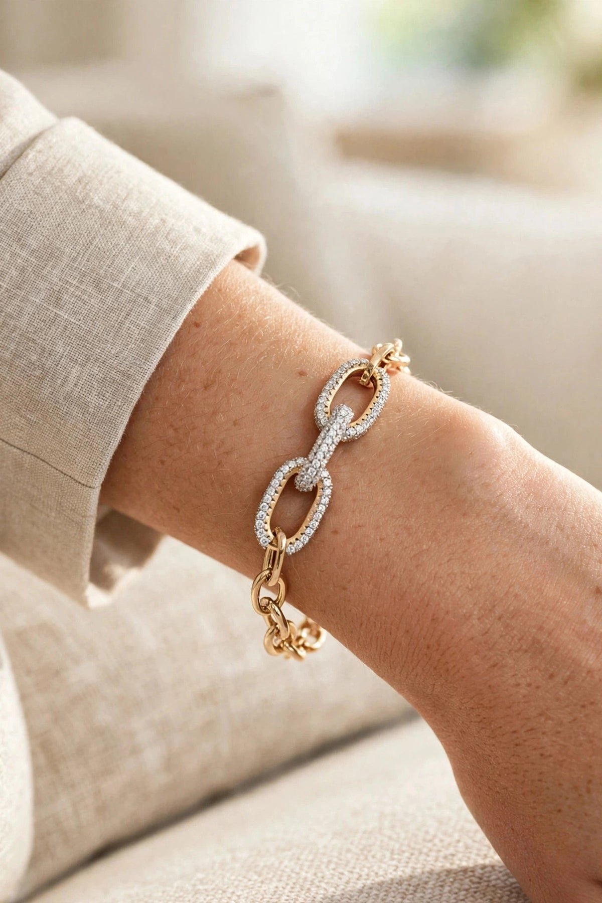 Pave Link Chain Bracelet