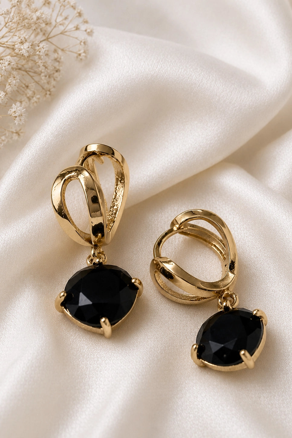 Onyx Drop Hoops
