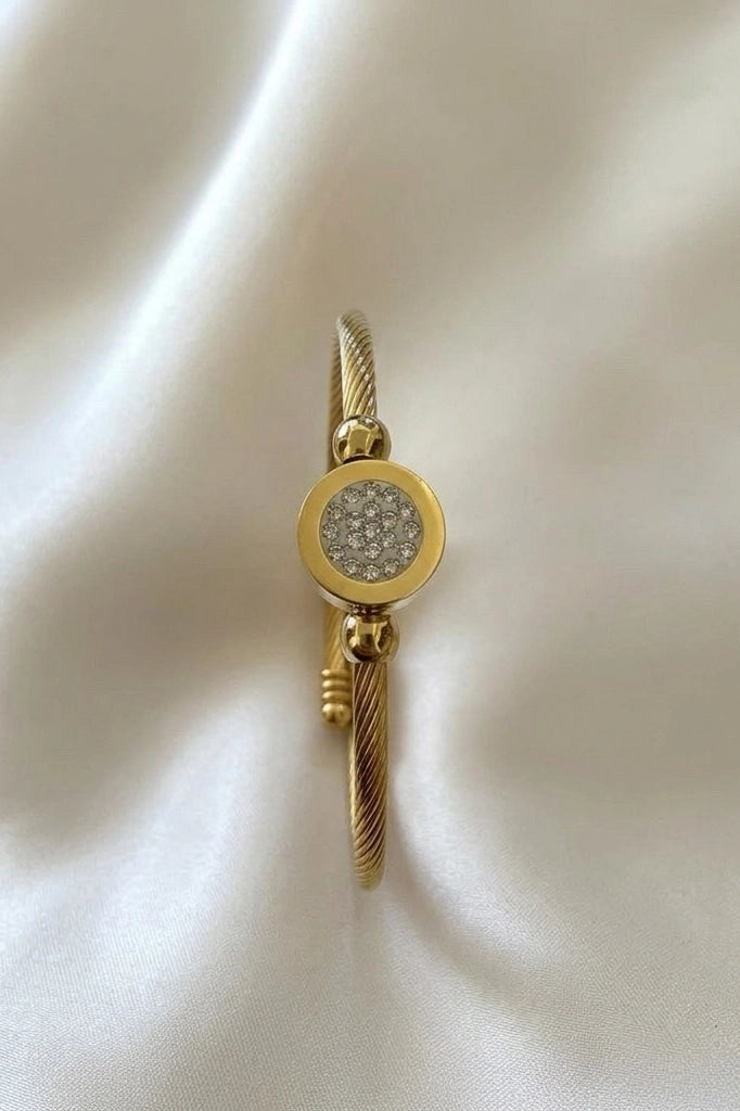 Gold Cable Disc Bangle