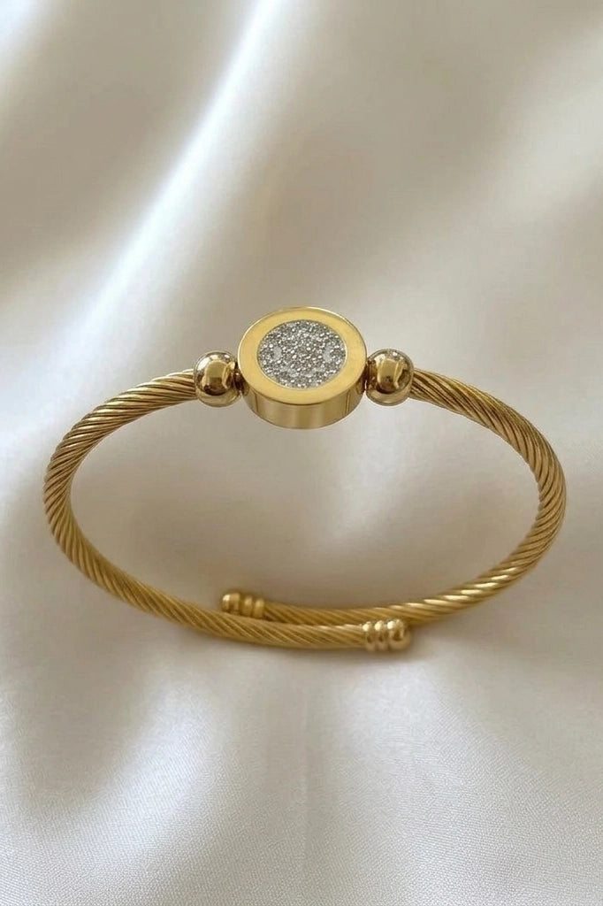 Gold Cable Disc Bangle