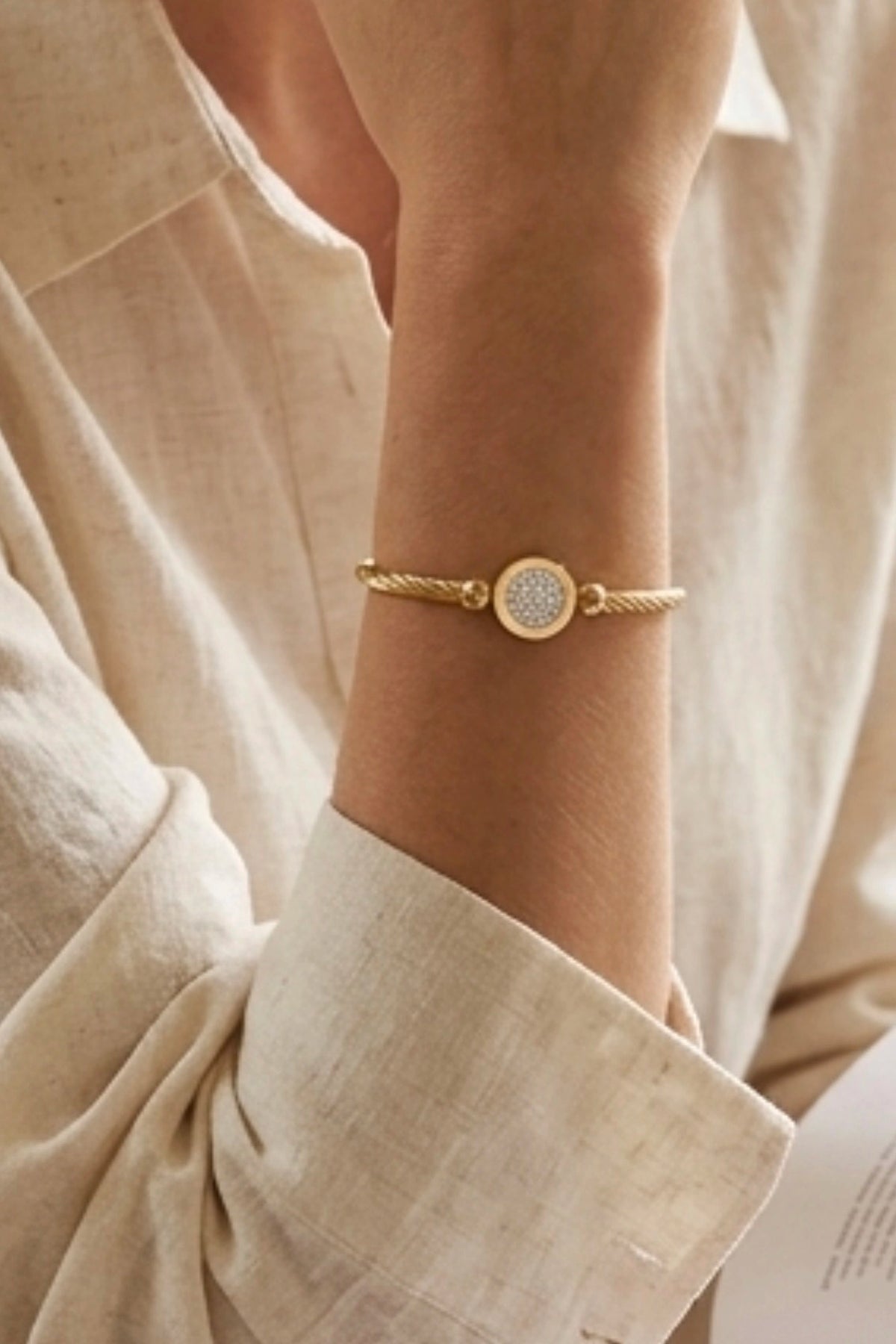 Gold Cable Disc Bangle