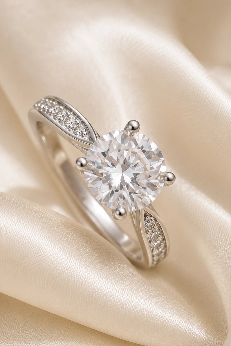Solitaire Pave Ring