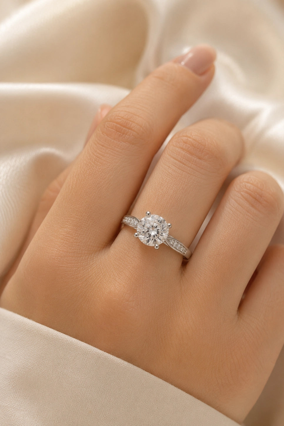 Solitaire Pave Ring