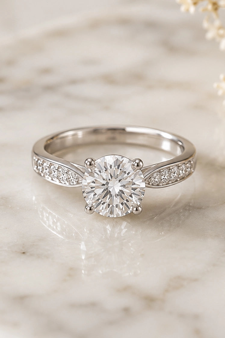 Solitaire Pave Ring