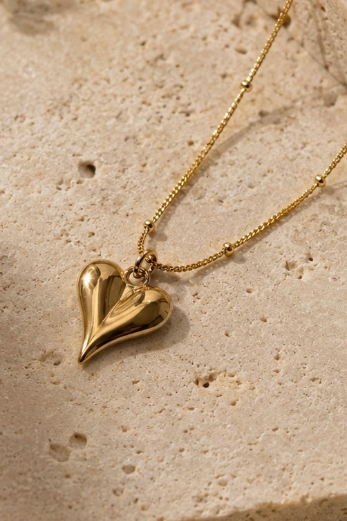 Gold Puff Heart Necklace