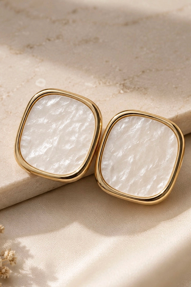 Ivory Shell Oval Studs
