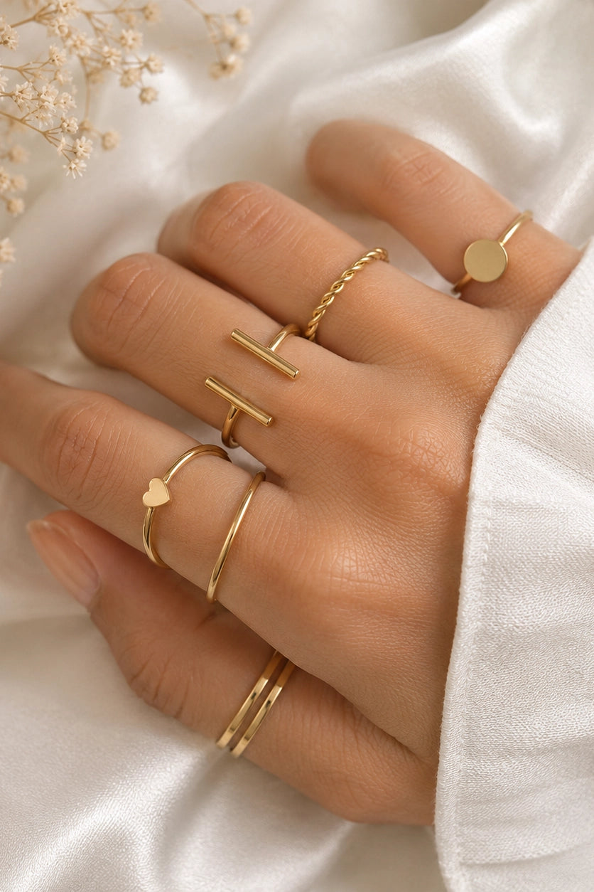 Gold Stacking Ring Set (6 pc)