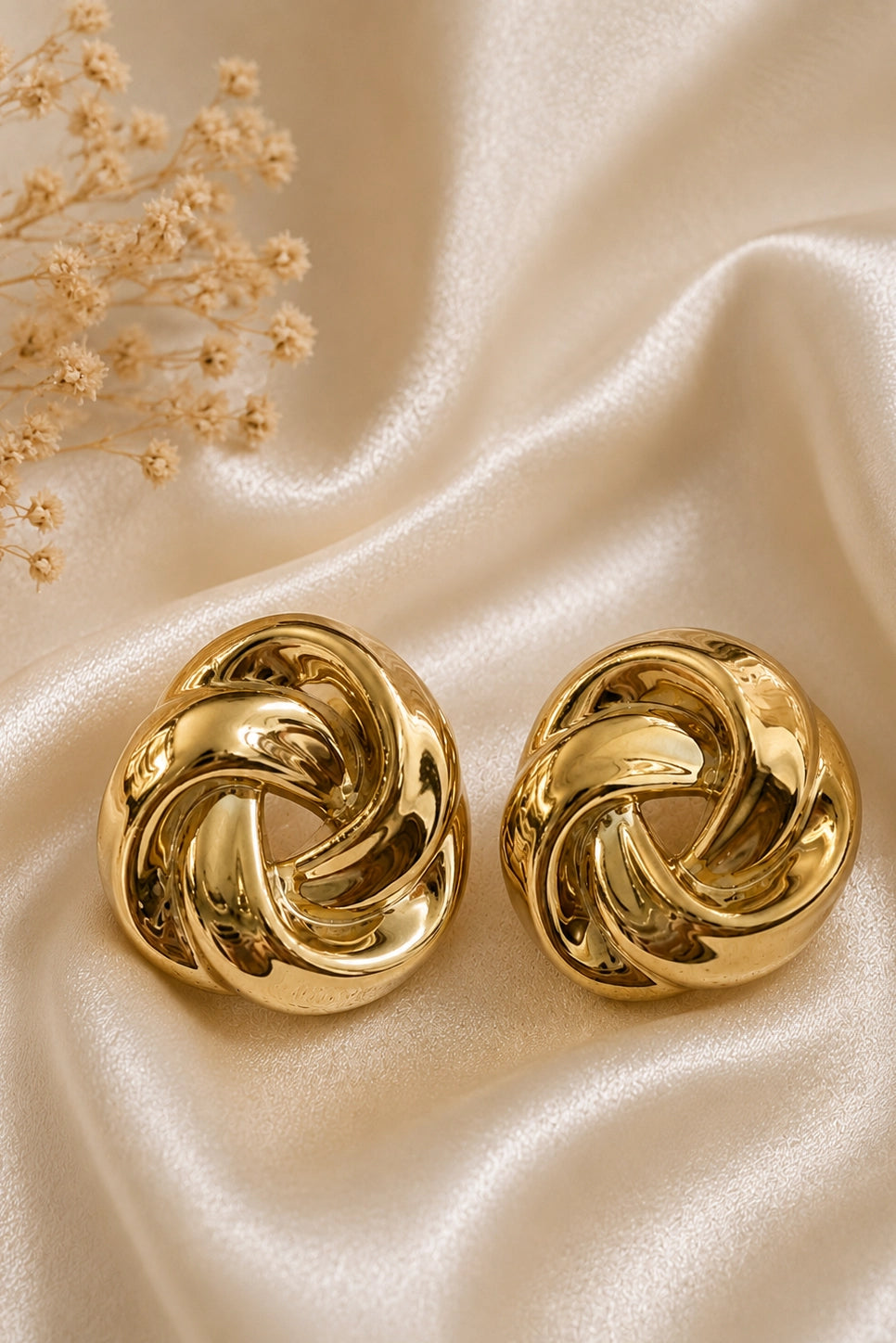Golden Swirl Knot Studs