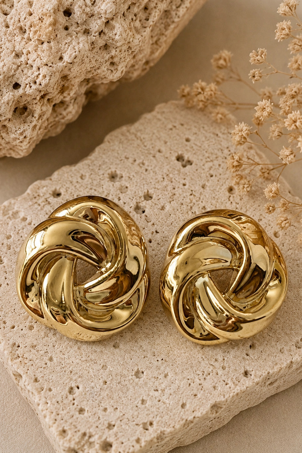 Golden Swirl Knot Studs