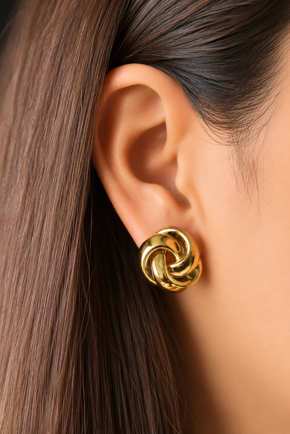 Golden Swirl Knot Studs