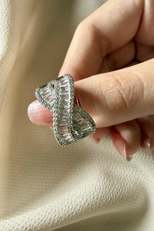 Baguette Crossover Ring