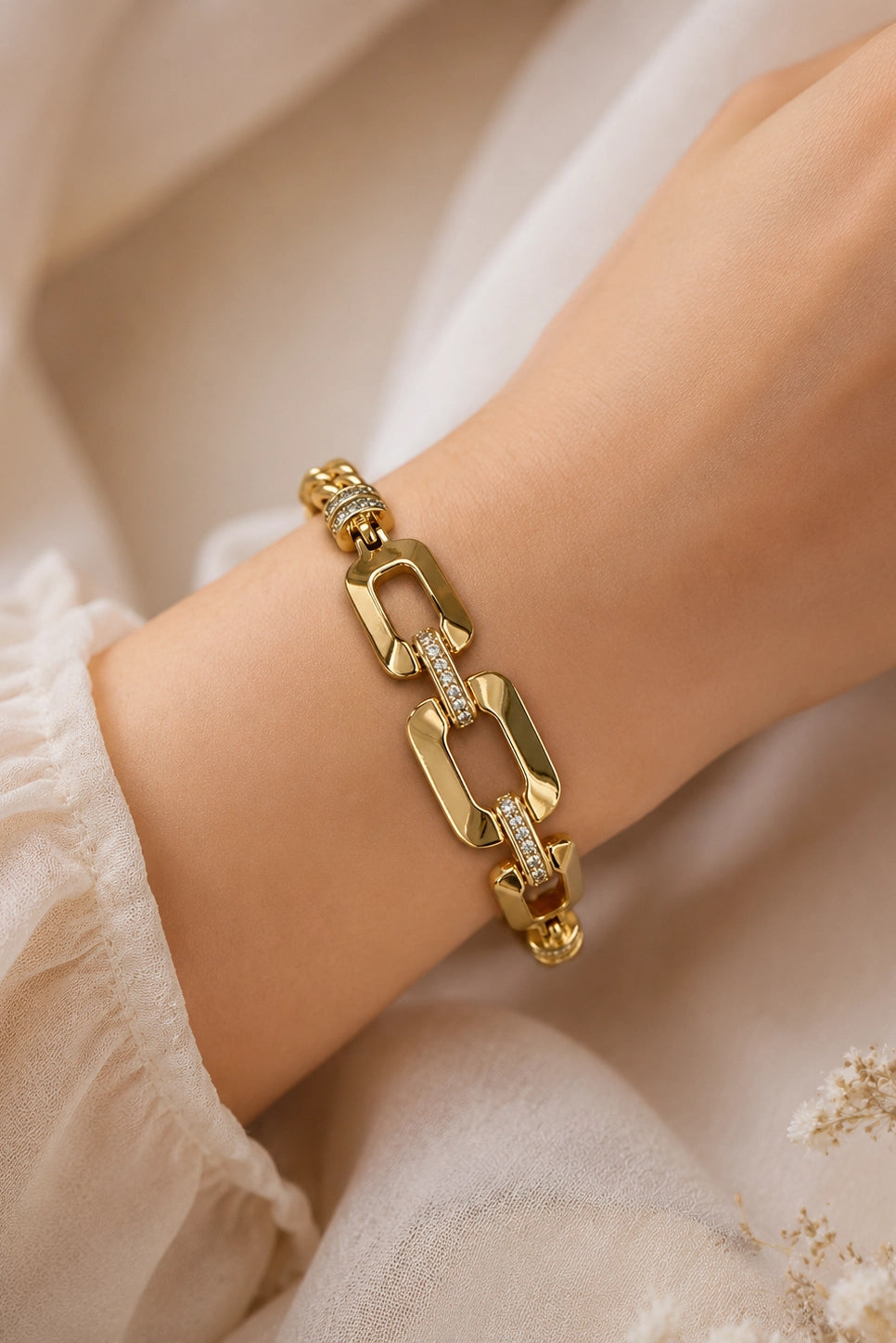Two-Tone Curb Link Bracelet