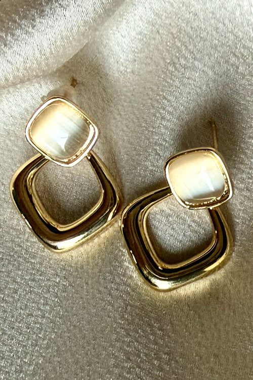 Beige Diamond Drop Earrings