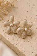Ivory Flower Pearl Stud Earrings