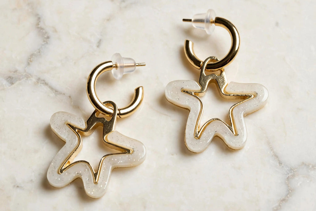 Star Charm Hoops