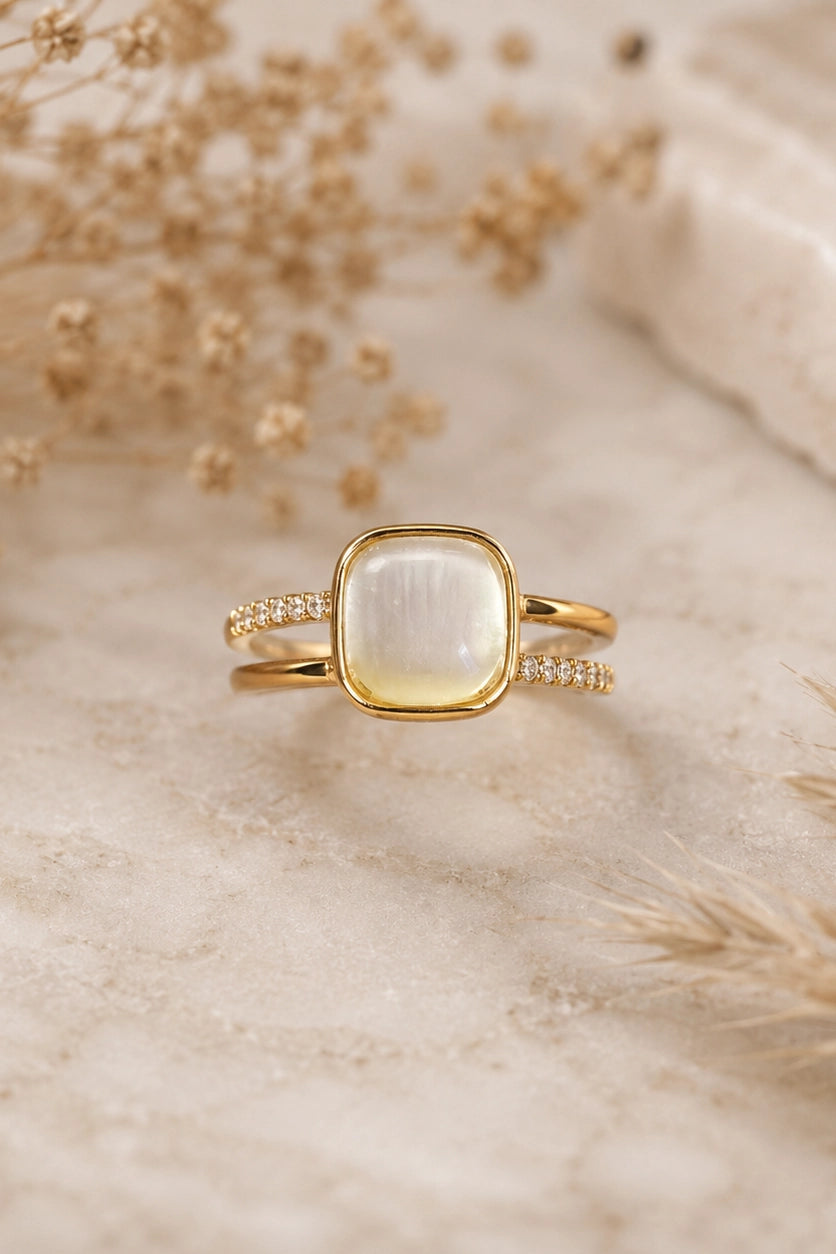 Pearl Square Split Ring