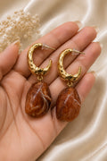 Amber Stone Hoops