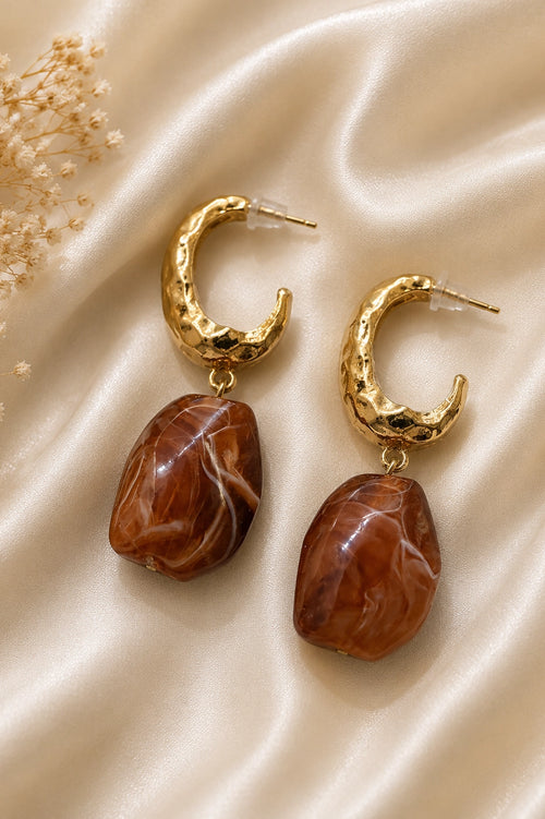 Amber Stone Hoops