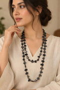 Grey Mother-of-Pearl Shell & Crystal Long Necklace