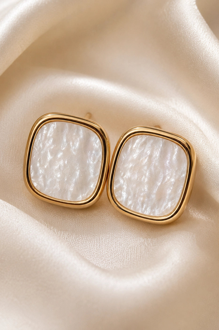 Ivory Shell Oval Studs