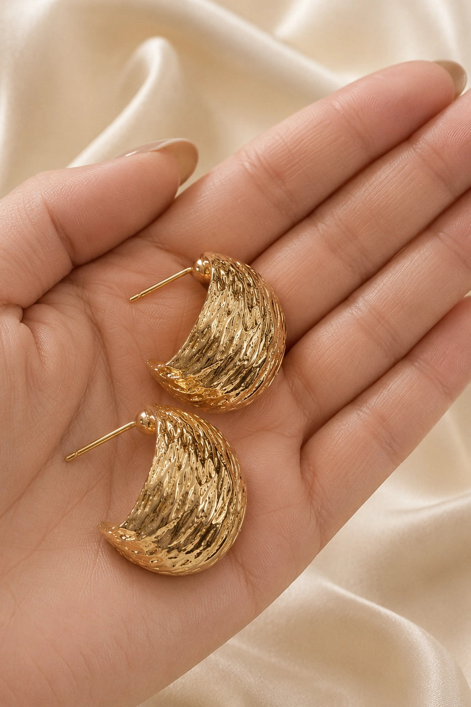 Textured Crescent Hoops