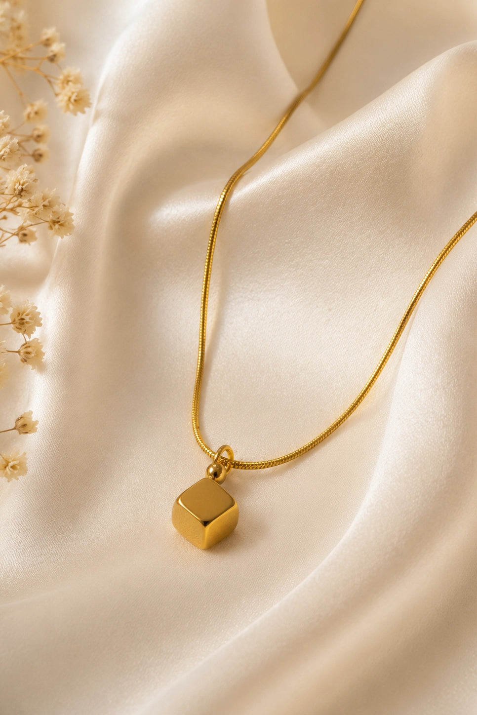 Tiger's Eye Cube Pendant Necklace