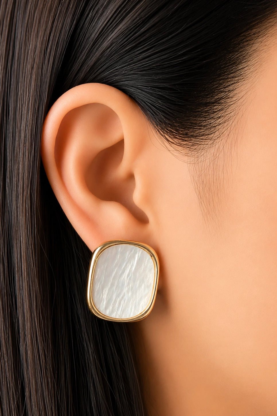 Ivory Shell Oval Studs