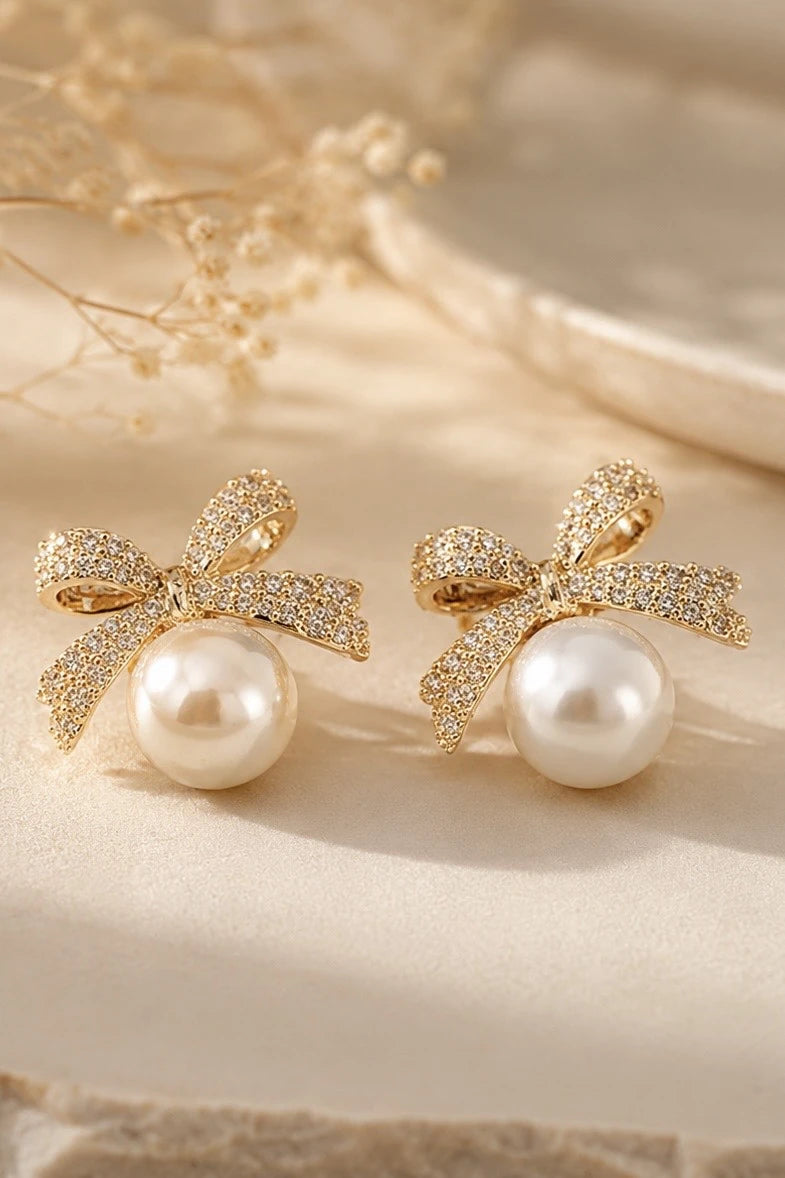 Bow Pearl Studs