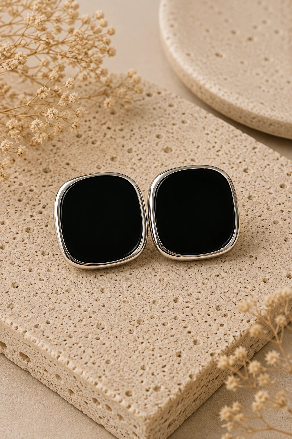 Black Oval Studs