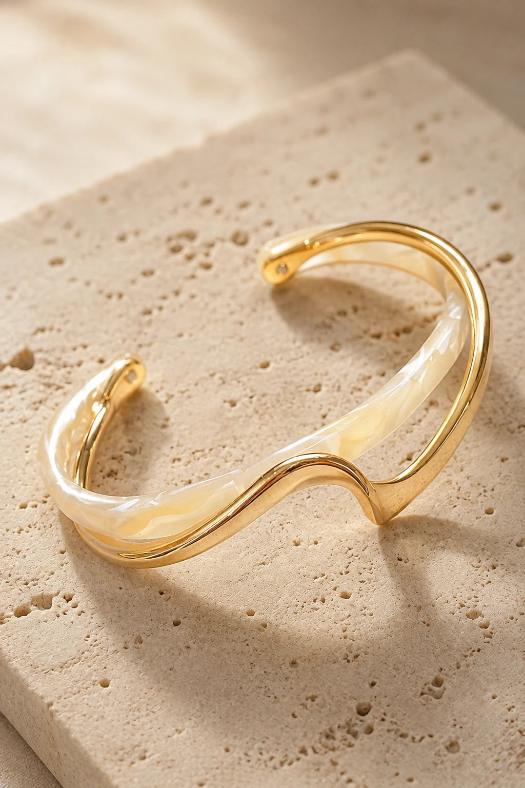 Ivory Wave Resin Cuff Bracelet