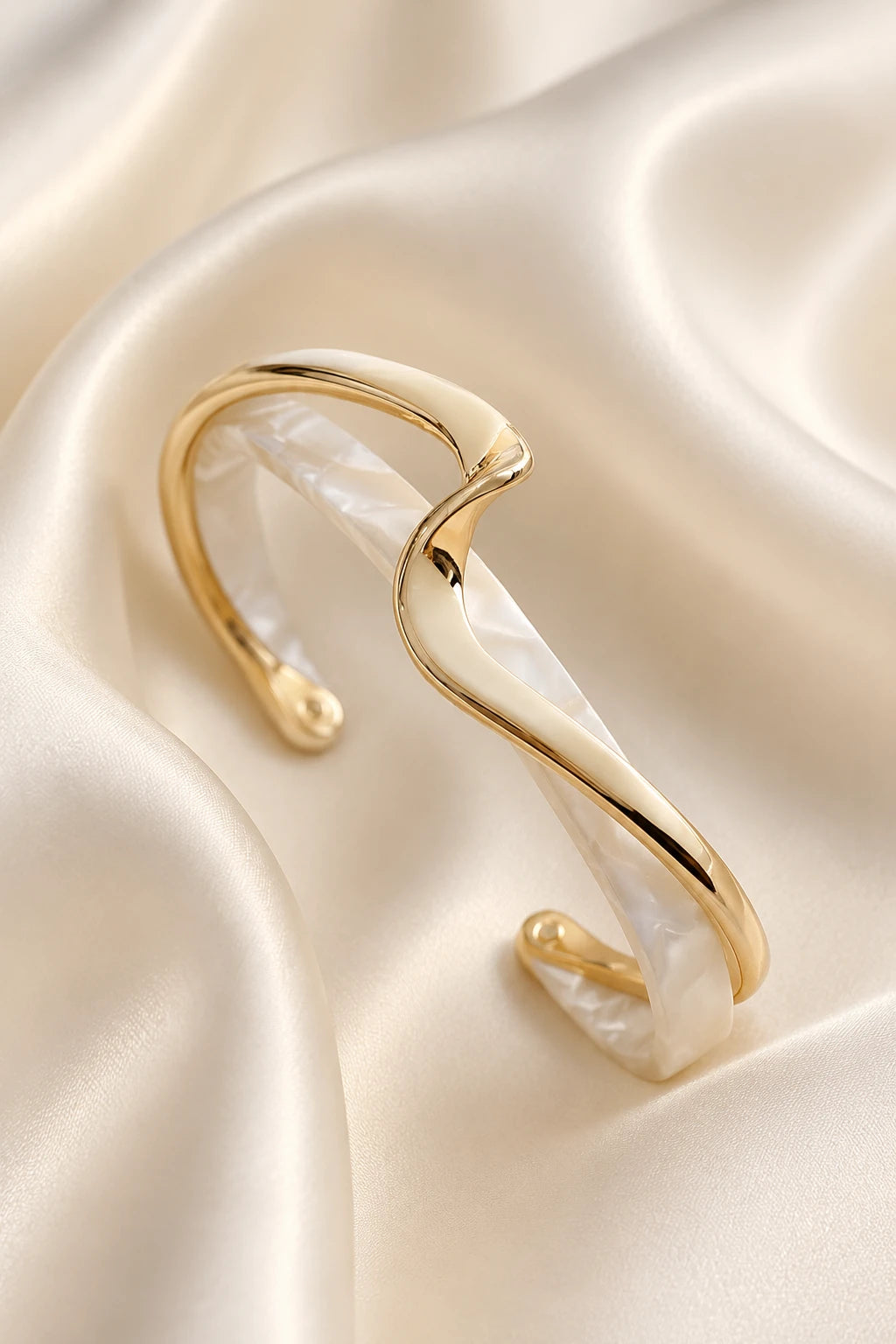 Ivory Wave Resin Cuff Bracelet