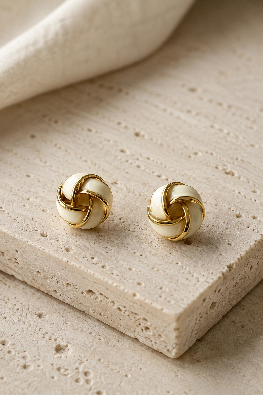 Ivory Knot Stud Earrings