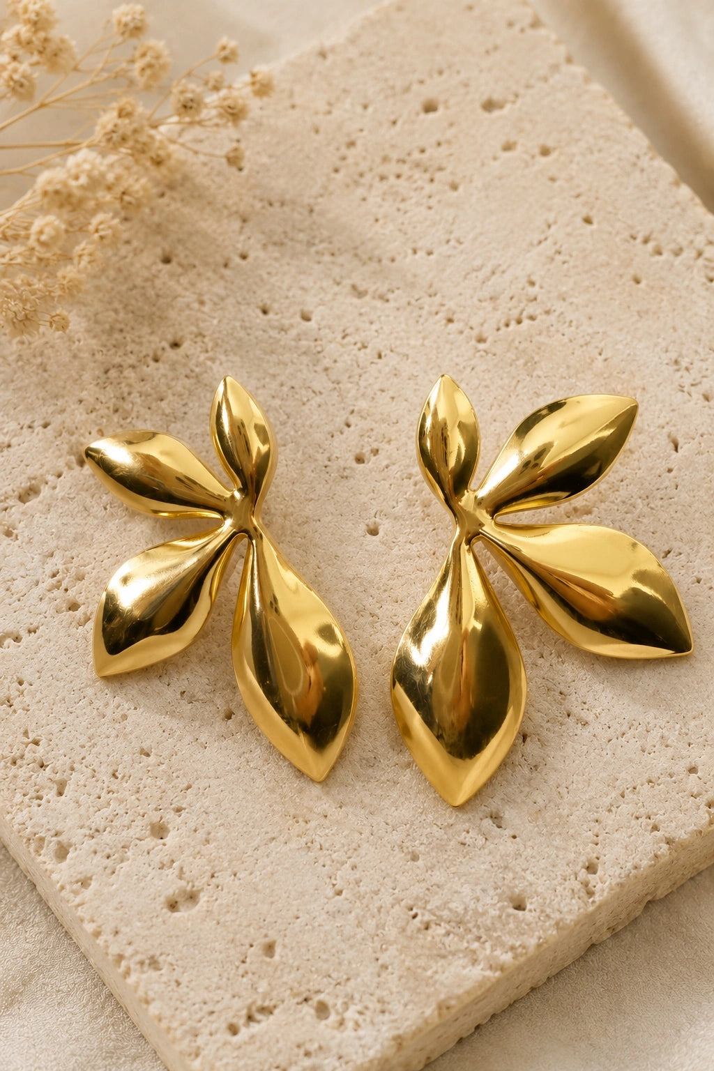 Gold Leaf Stud Earrings