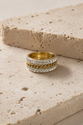 Gold Crystal & Chain Band Ring