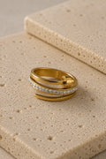 Gold Crystal Nail Wrap Ring
