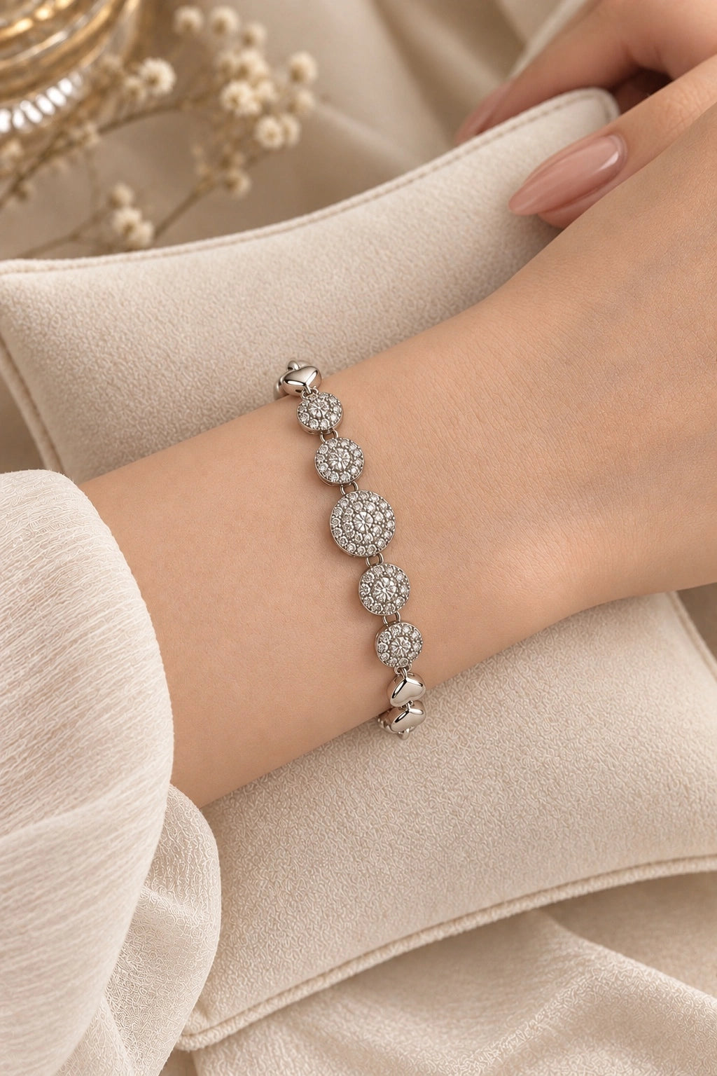 Silver Crystal Link Bracelet