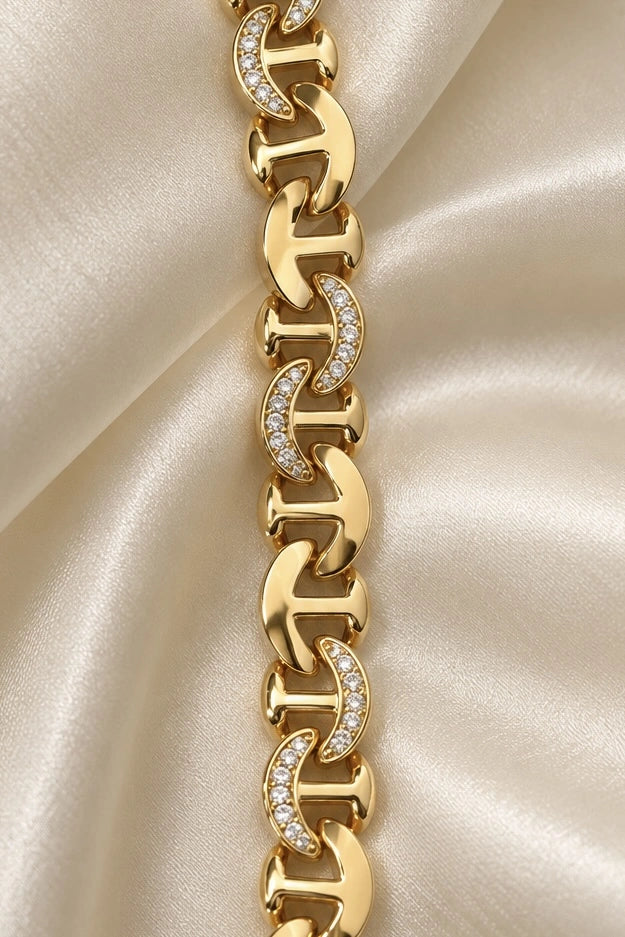 Gold H style Link Bracelet