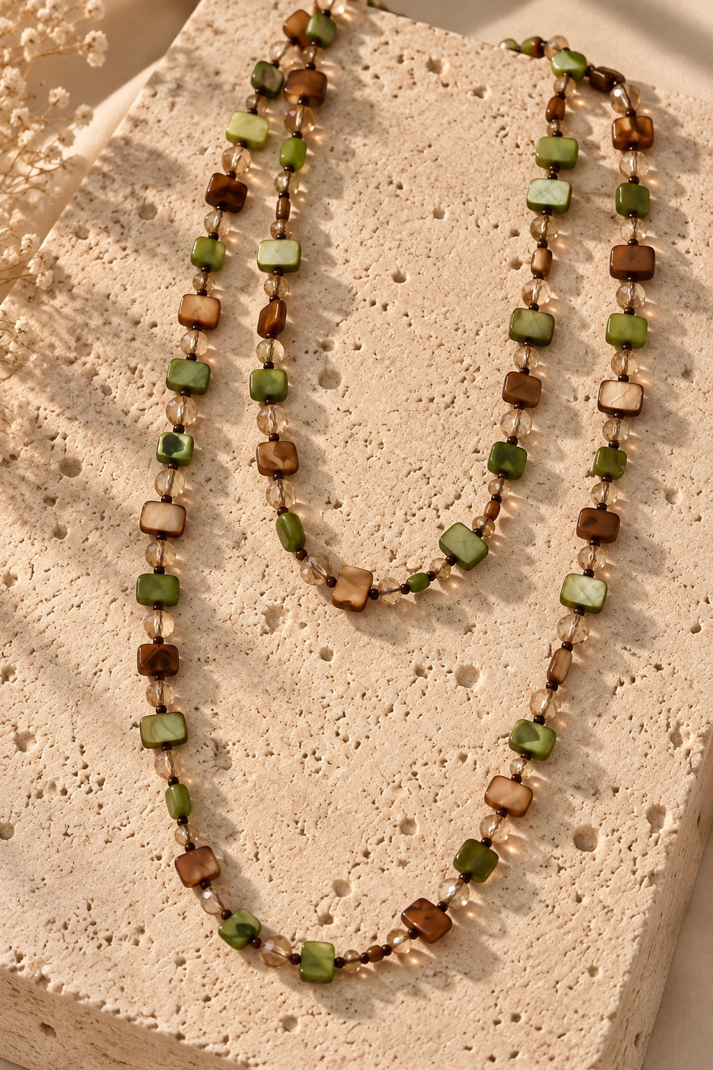 Boho Shell & Crystal Beaded Long Necklace