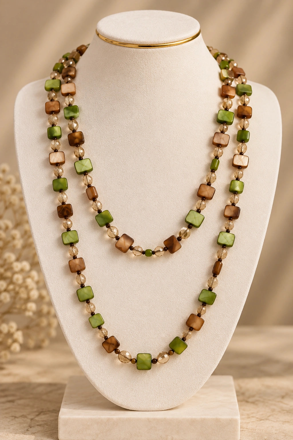 Boho Shell & Crystal Beaded Long Necklace