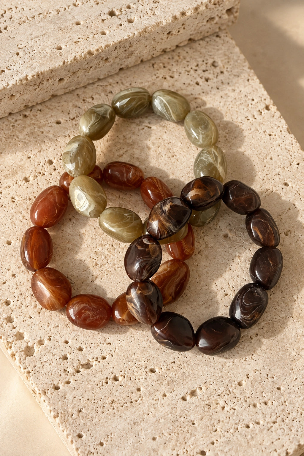 Nugget Bead Stretch Bracelet (Set of 3)