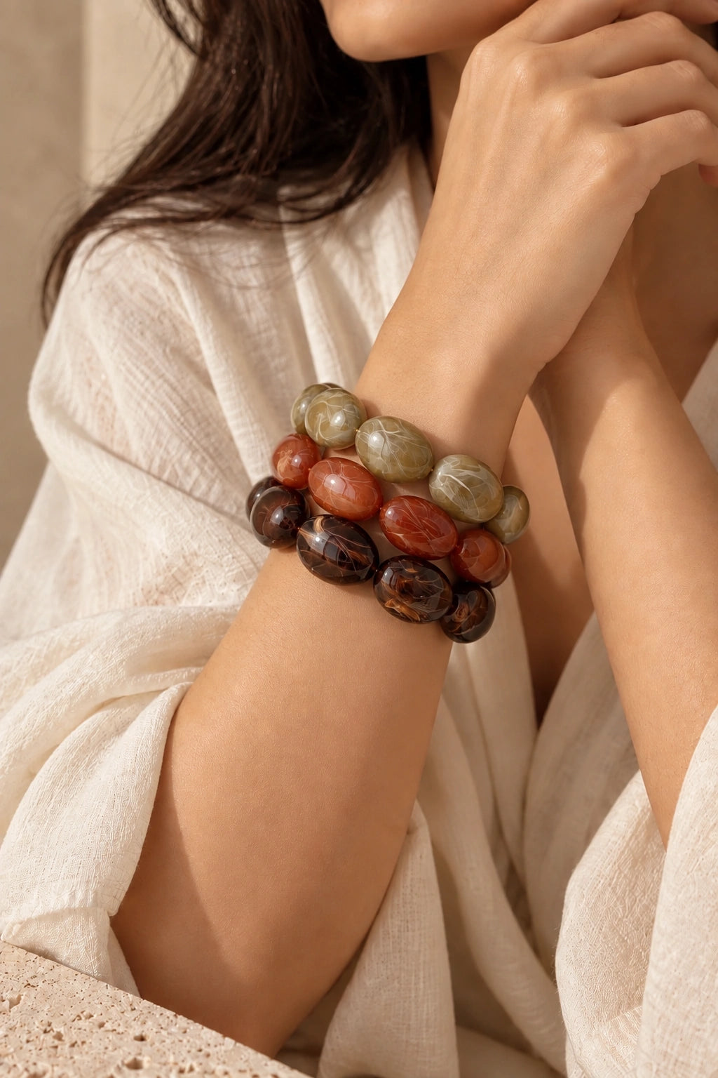 Nugget Bead Stretch Bracelet (Set of 3)