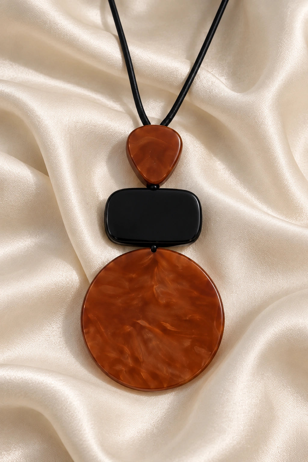Tiered Wood Disc Pendant Necklace