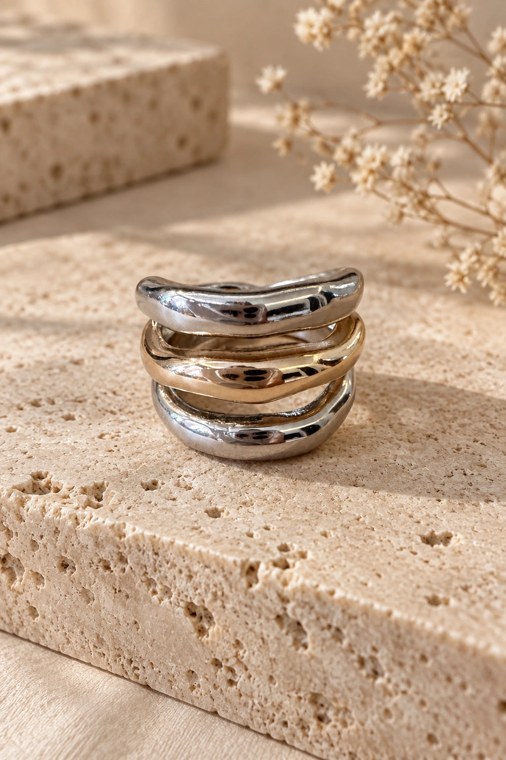 Two-Tone Triple Band Ring