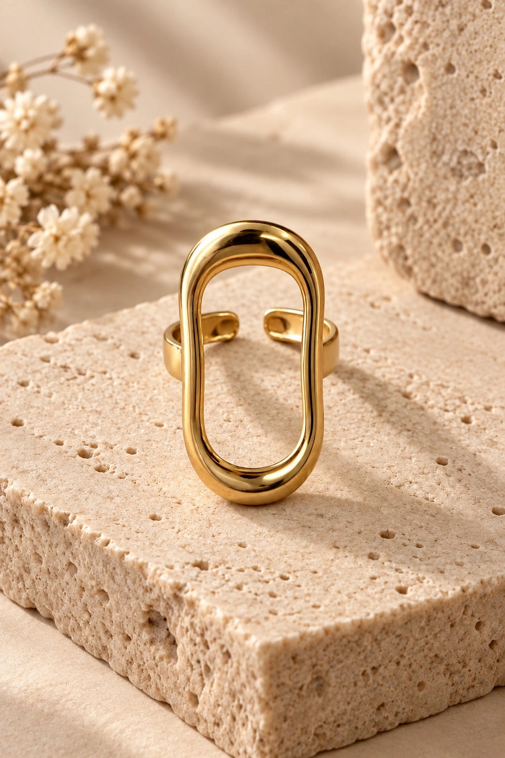 Gold Elongated Oval Ring