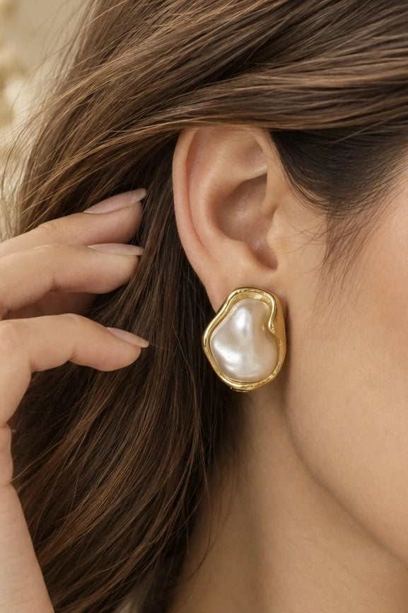 Baroque Pearl Stud Earrings