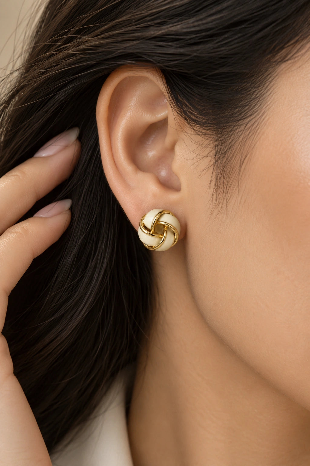Ivory Knot Stud Earrings