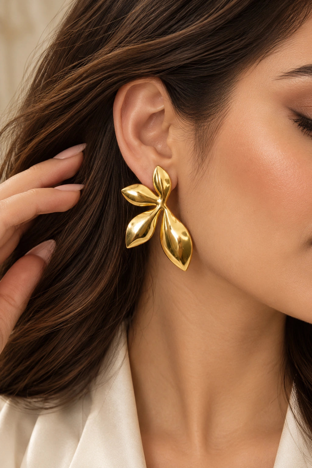 Gold Leaf Stud Earrings